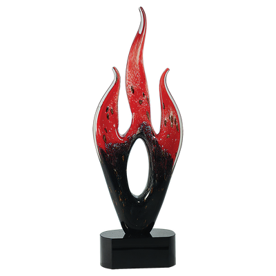 Red & Black Flame Art Glass