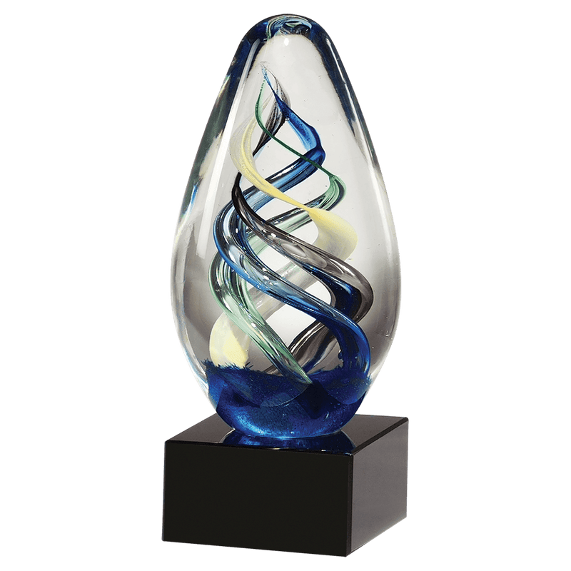 Colored Art Glass Award on Black Glass Base
