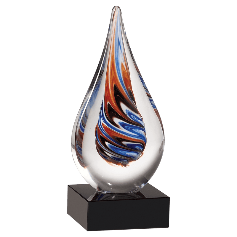 Colored Art Glass Award on Black Glass Base