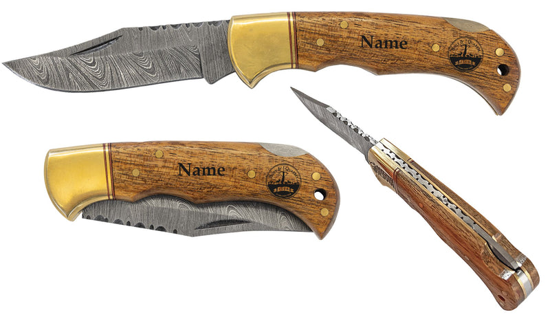 Bolt & Quarrel Club Branded Damascus Knives