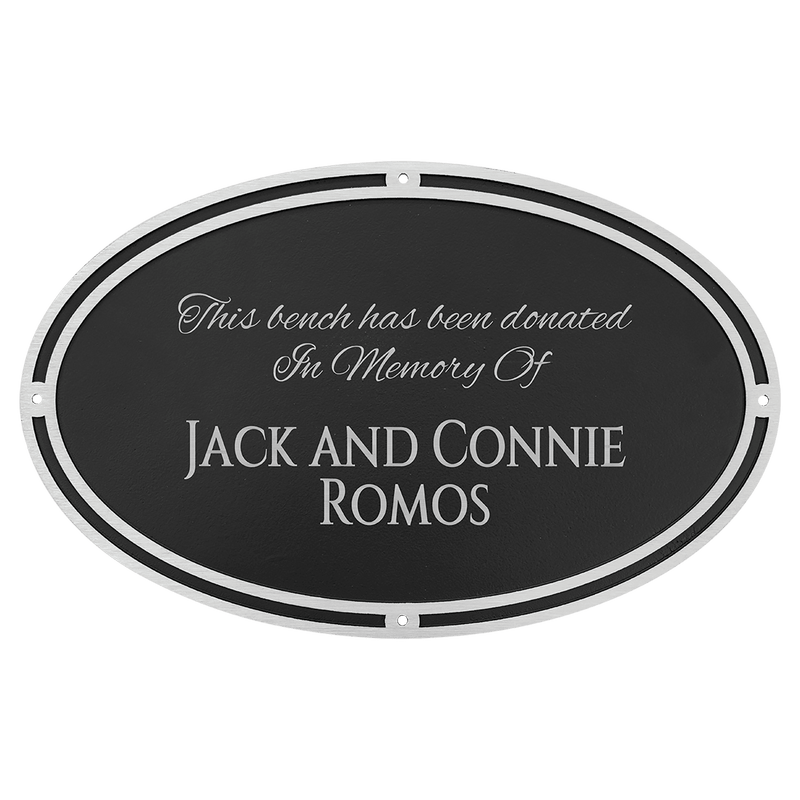 Silver/Black Oval Cast Aluminum Sign with 4 Mounting Screws