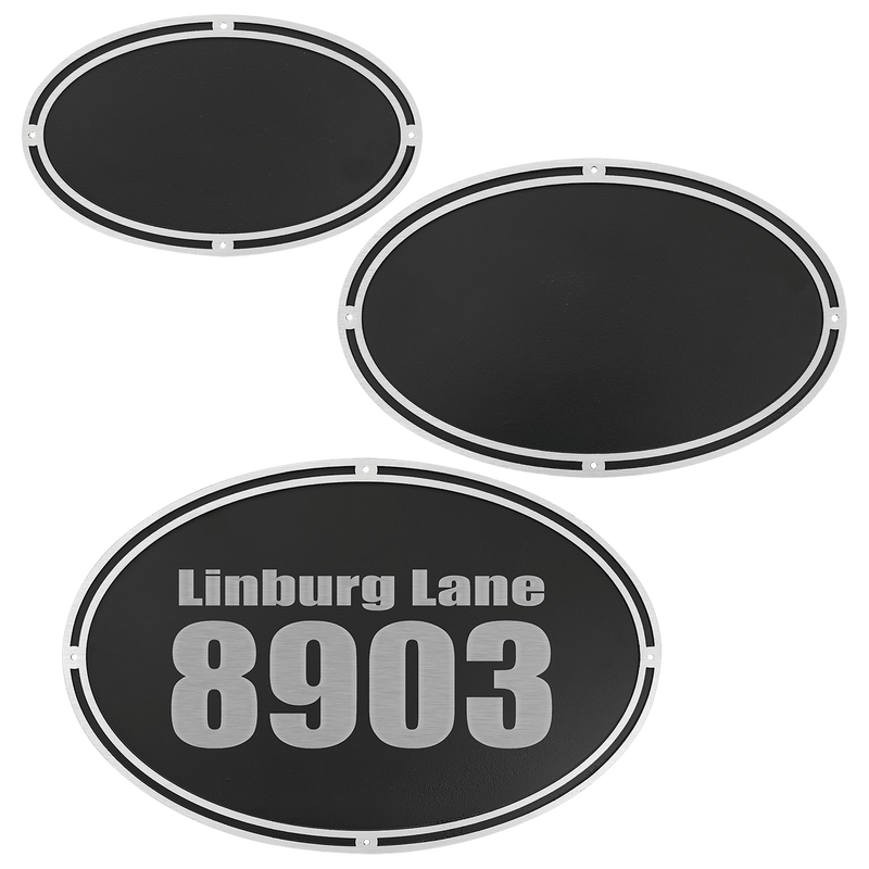 Silver/Black Oval Cast Aluminum Sign with 4 Mounting Screws