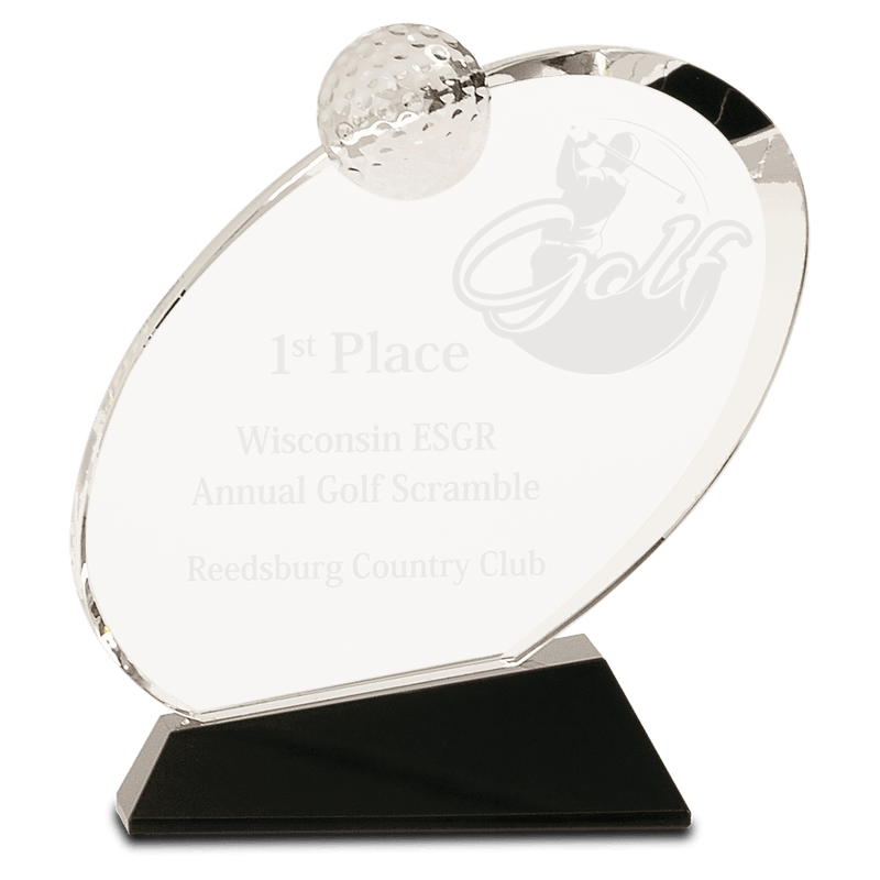 Clear Crystal Oblong Golf Award