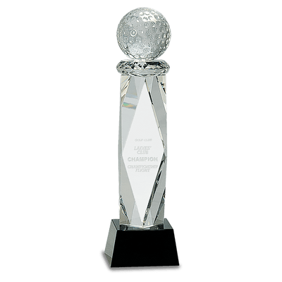 Clear Crystal Golf Ball on Facet Award