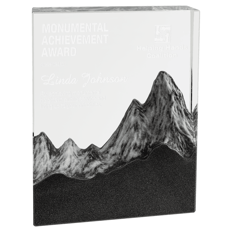 Crystal Award with Embedded Resin Mountain Scene