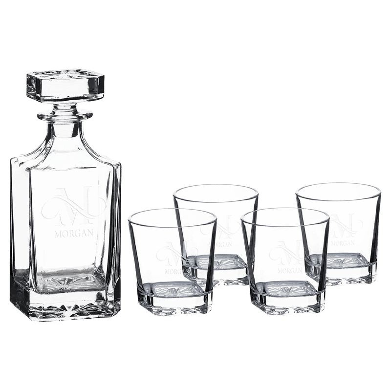 750ml Square Glass Decanter Set with Four 11 oz. Glasses