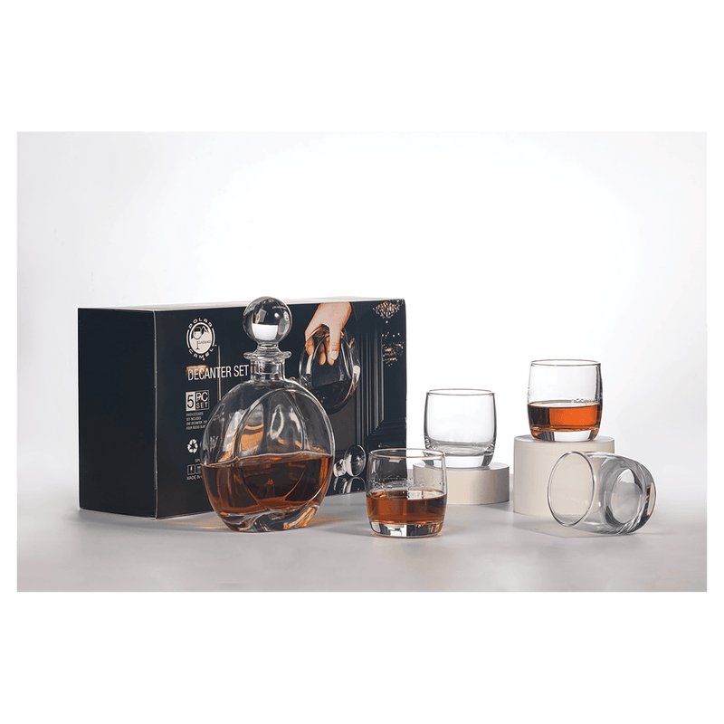 750ml Round Glass Decanter Set with Four 10 oz. Glasses