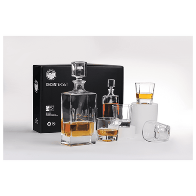 810ml Rectangle Glass Decanter Set with Four 8 oz. Glasses