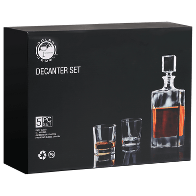 810ml Rectangle Glass Decanter Set with Four 8 oz. Glasses