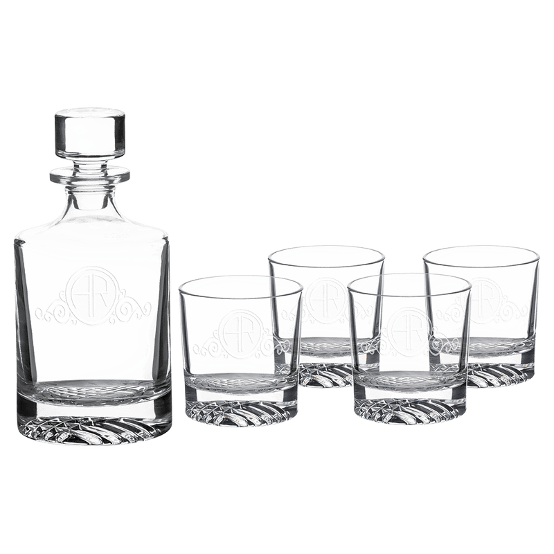 850ml Round Glass Decanter Set with Four 9 oz. Glasses