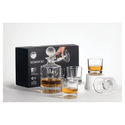 850ml Round Golf Glass Decanter Set with Four Rocks Glasses