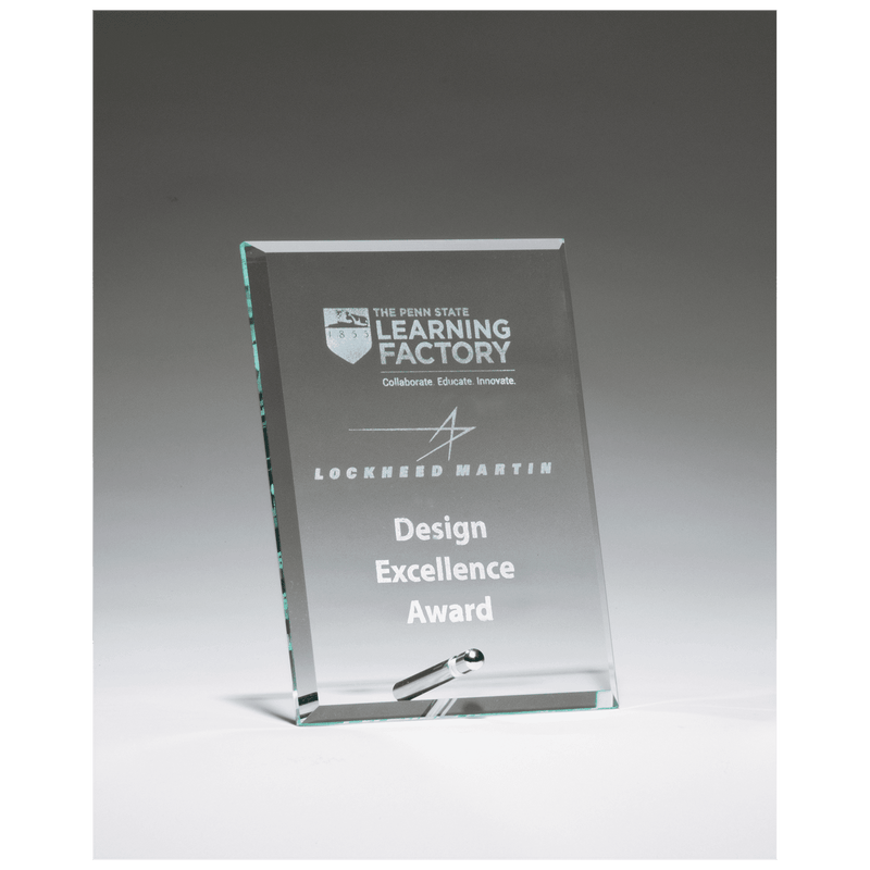 Clear Glass Award with Silver Plated Easel