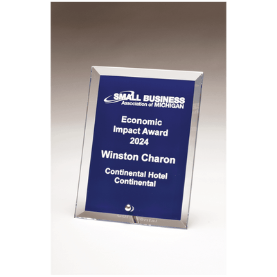 Clear Glass Award with Silver Plated Easel