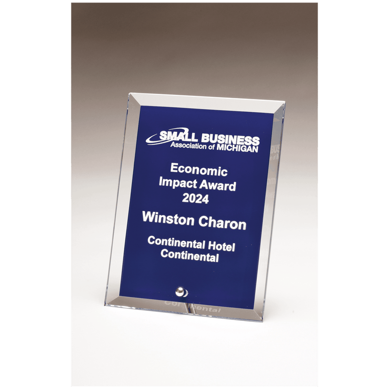 Clear Glass Award with Silver Plated Easel