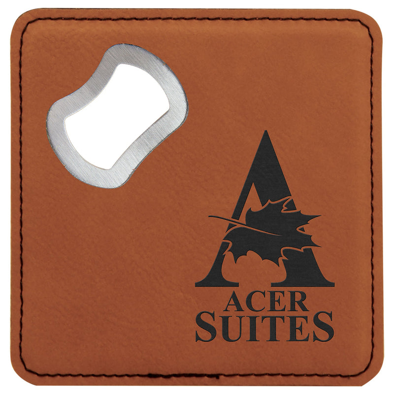 Leatherette Bottle Opener Coaster