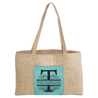 Burlap Bag with Faux Leather Gusset