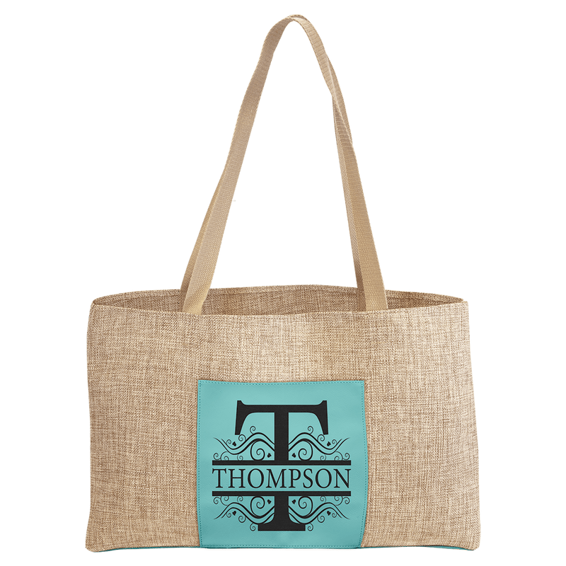 Burlap Bag with Faux Leather Gusset