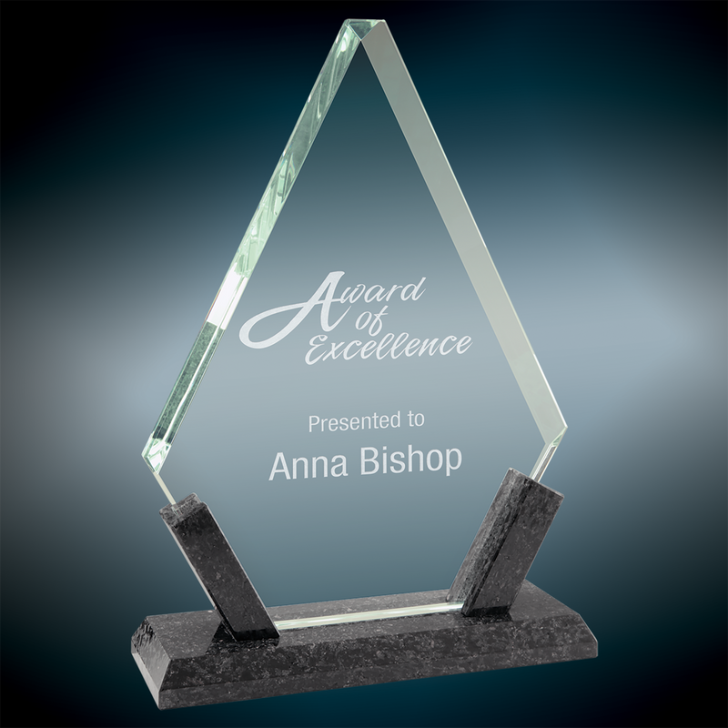 Diamond Glass Award with Black Marble Base