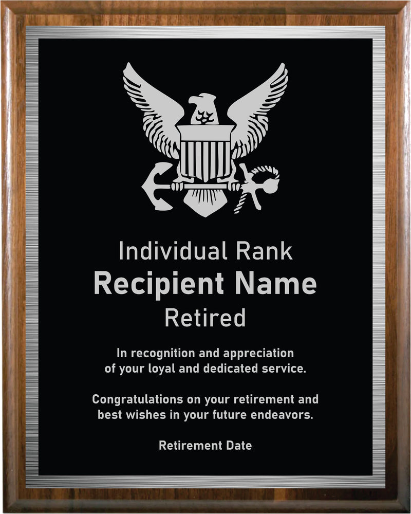 Military Retirement Plaque