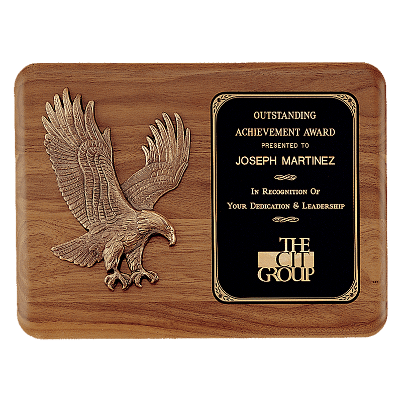 Solid American Walnut Plaque with Eagle Relief