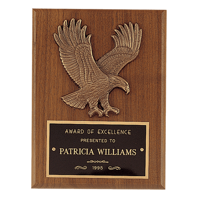 Solid American Walnut Plaque with Eagle Relief