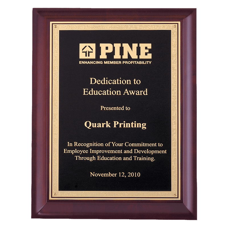 Hand Rubbed Cherry Finish Plaque with Gold Florentine Border