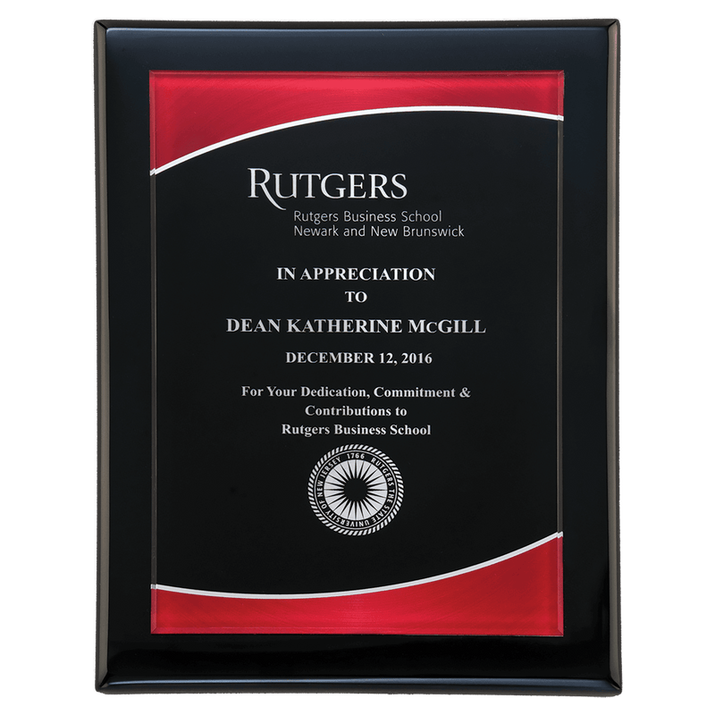 Black Piano Finish Plaque with Red Border Acrylic Plate
