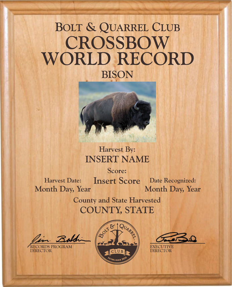 Crossbow World Record Plaque (10.5" x 13")