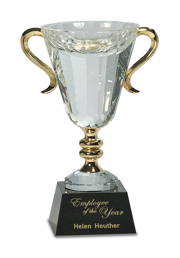 Crystal Cup with Gold Handles and Stem