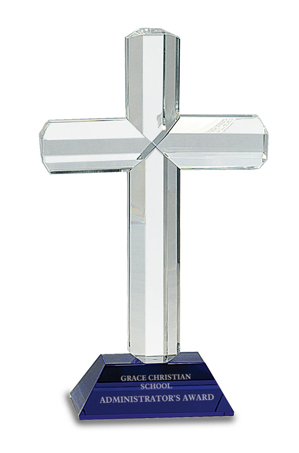 Crystal Cross on Pedestal Base
