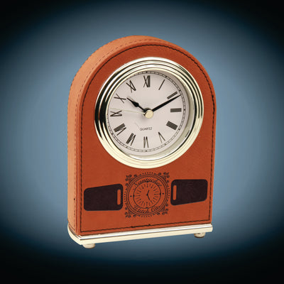 Laserable Leatherette Arch Desk Clock