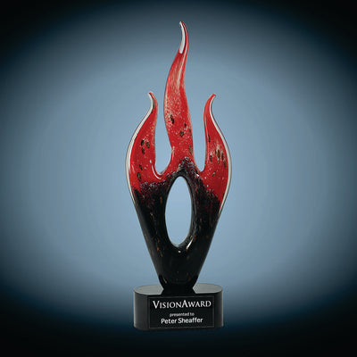 Red & Black Flame Art Glass