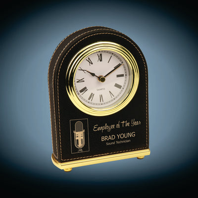 Laserable Leatherette Arch Desk Clock