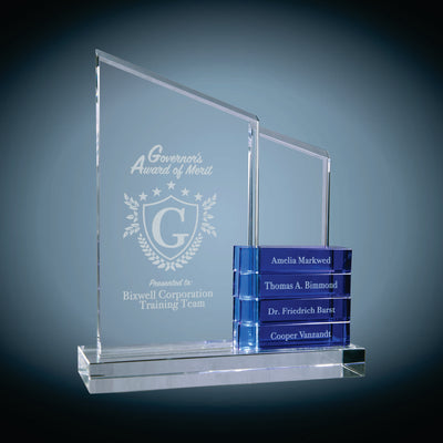 Crystal Perpetual Standup Plaque with Crystal Blocks
