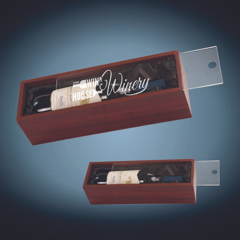 Rosewood Finish Wine Box with Clear Acrylic Lid