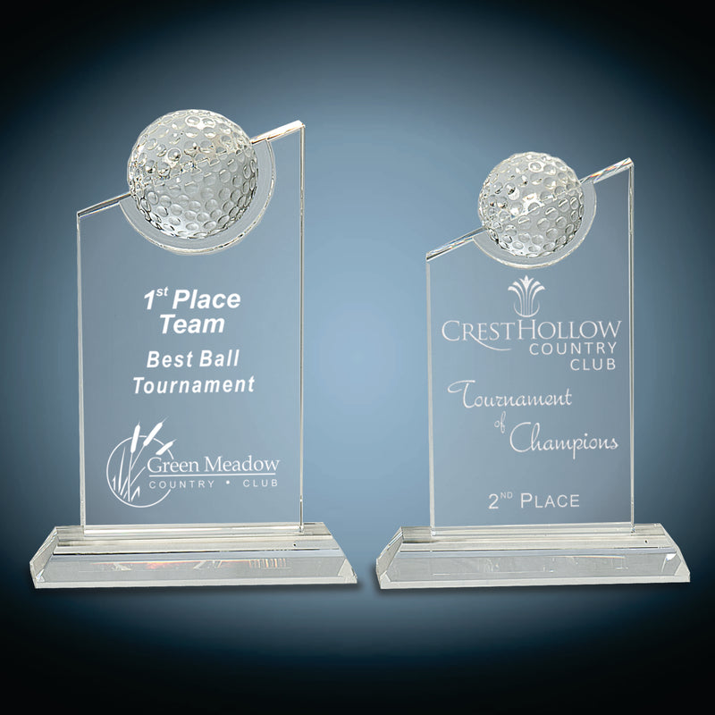 Clear Crystal with Inset Crystal Golf Ball on Clear Base
