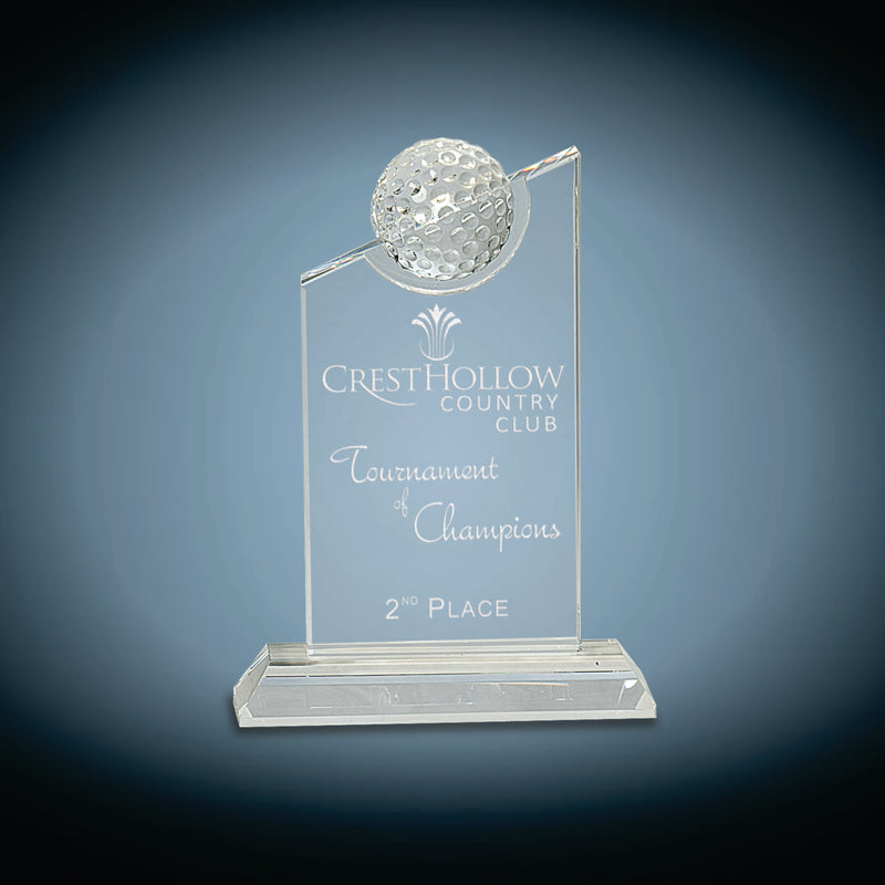 Clear Crystal with Inset Crystal Golf Ball on Clear Base