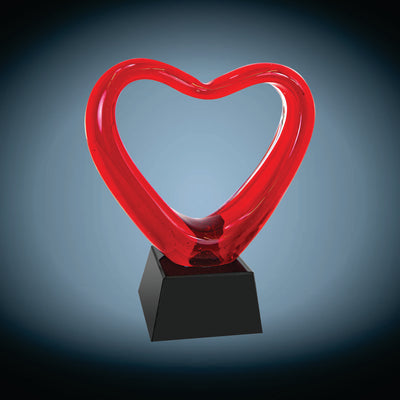 Red Heart Art Glass with Black Base