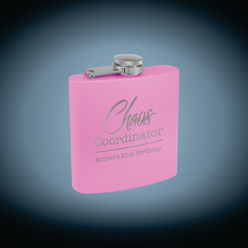 6 oz. Powder Coated Laserable Stainless Steel Flask