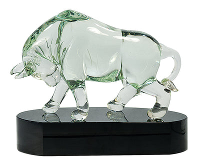 Clear Art Glass Bull