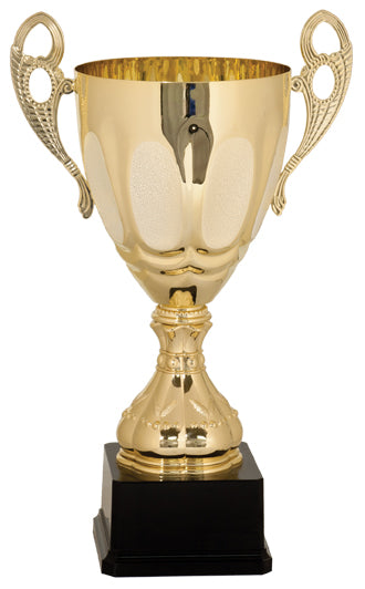 Gold Completed Metal Cup Trophy on Plastic Base