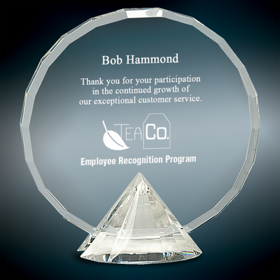 Clear Round Crystal Award on Clear Diamond Base