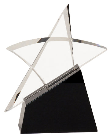 Clear Crystal Outline Star Award on Black Base