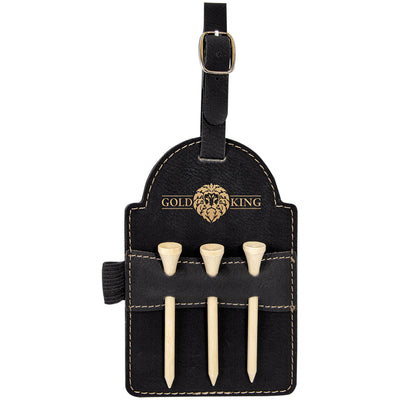 Leatherette Golf Bag Tag with 3 Wooden Tees