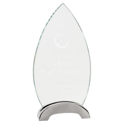 Premier Platinum Oval-Shaped Glass Award with Arch Metal Base