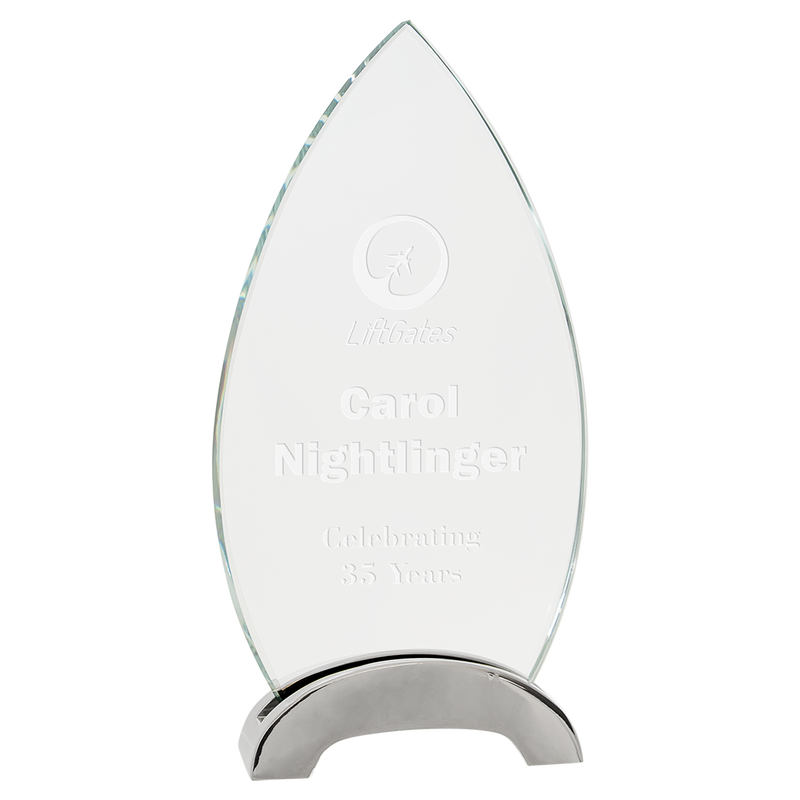 Premier Platinum Oval-Shaped Glass Award with Arch Metal Base