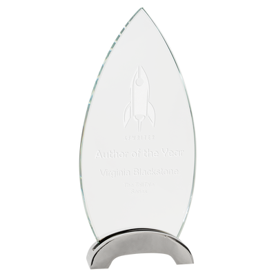 Premier Platinum Oval-Shaped Glass Award with Arch Metal Base