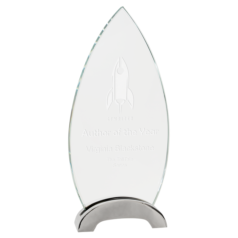 Premier Platinum Oval-Shaped Glass Award with Arch Metal Base