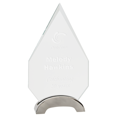 Premier Platinum Diamond-Shaped Glass Award with Arch Metal Base