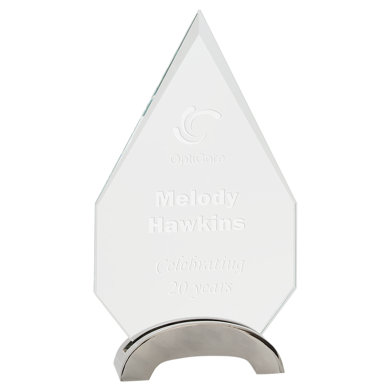 Premier Platinum Diamond-Shaped Glass Award with Arch Metal Base